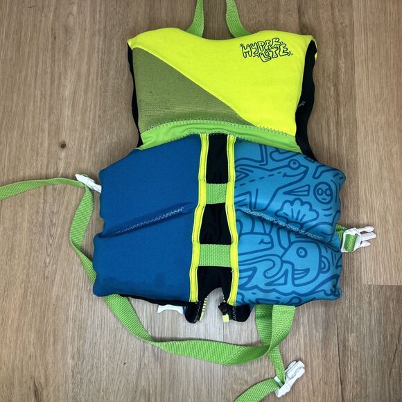 Hyperlite Wake Co Boating Life Vest Floatation Child Size 33-55 LBS Blue Green - Picture 7 of 7